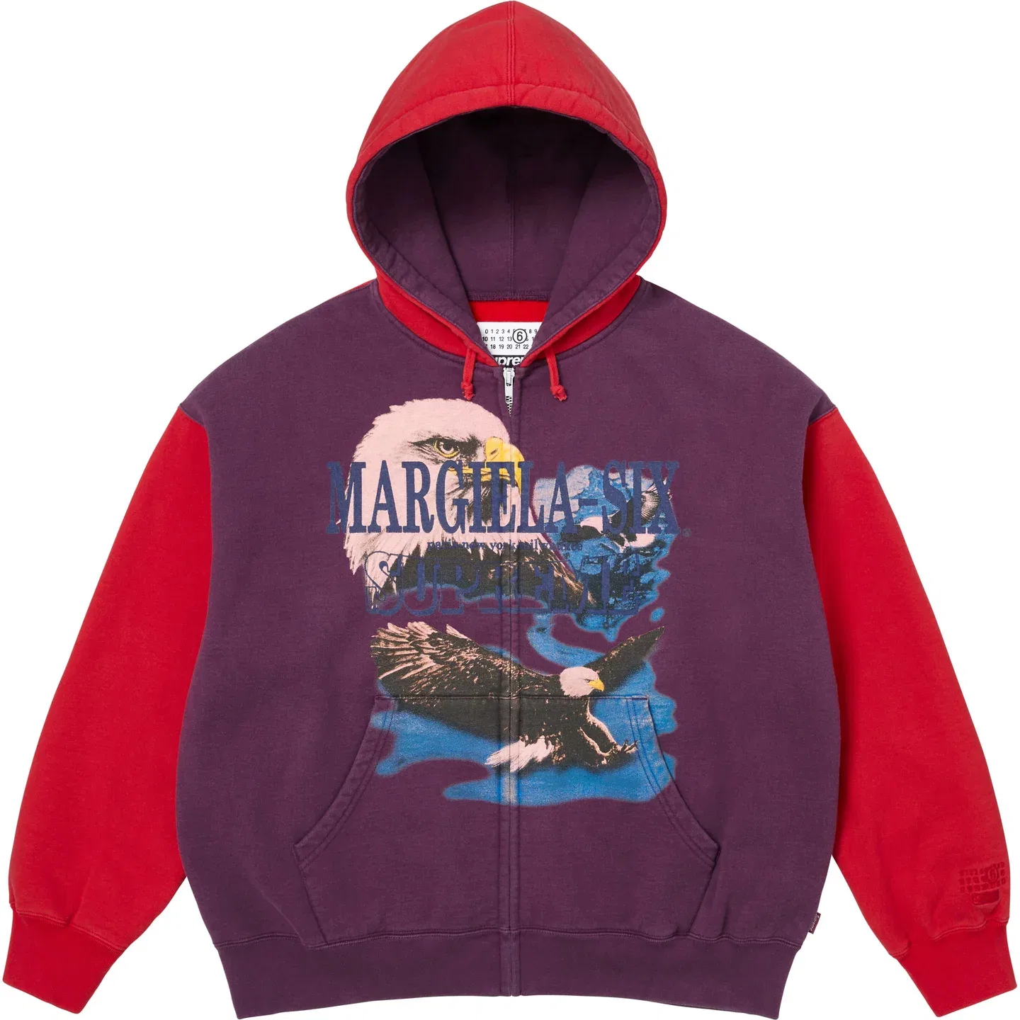 Толстовка с капюшоном на молнии x MM6 Maison Margiela SS26 WEEK4 Eagle Unisex Supreme, Purple/Purple