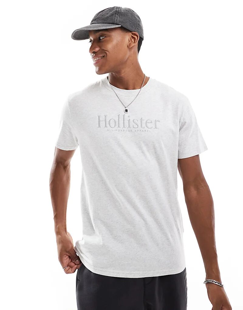 

Футболка свободного кроя с логотипом серого цвета Hollister