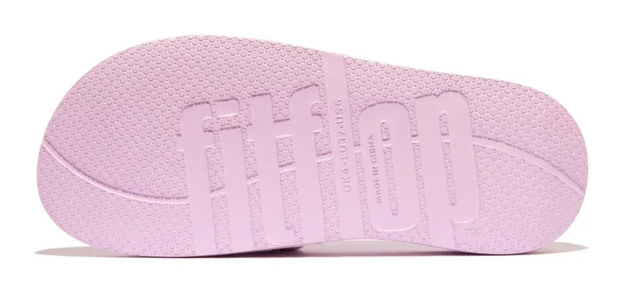 Мюли Fitflop "IQUSHION ARROW KNIT SLIDES", каблук-танкетка, летняя обувь, тапочки с логотипом на повязке, цвет Fliederfarben — фото 4
