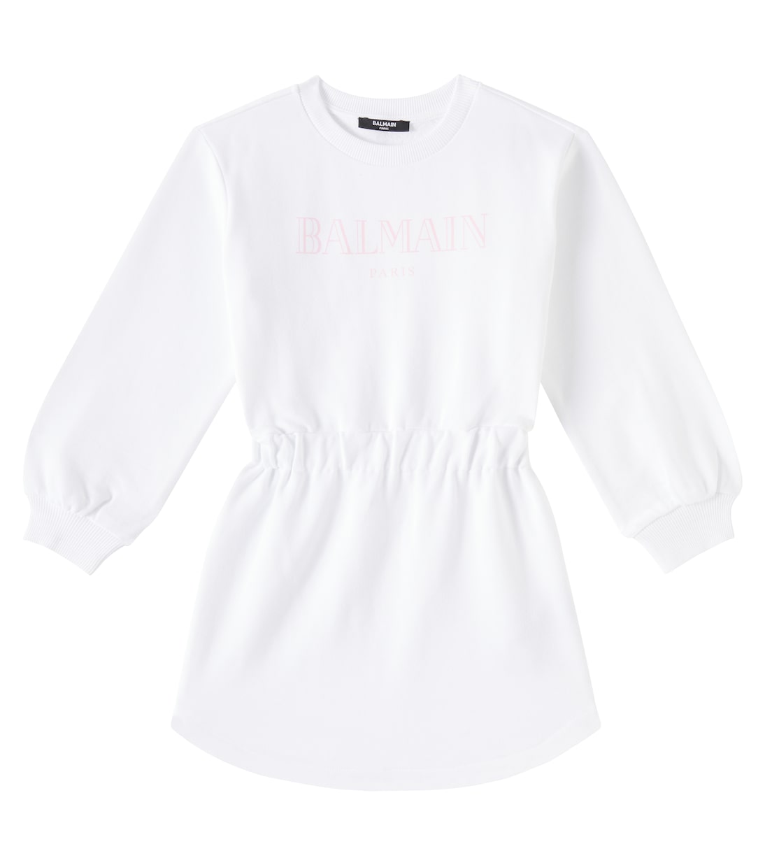 

Хлопковое джерси платье-свитшот с логотипом Balmain Kids, White/Pink