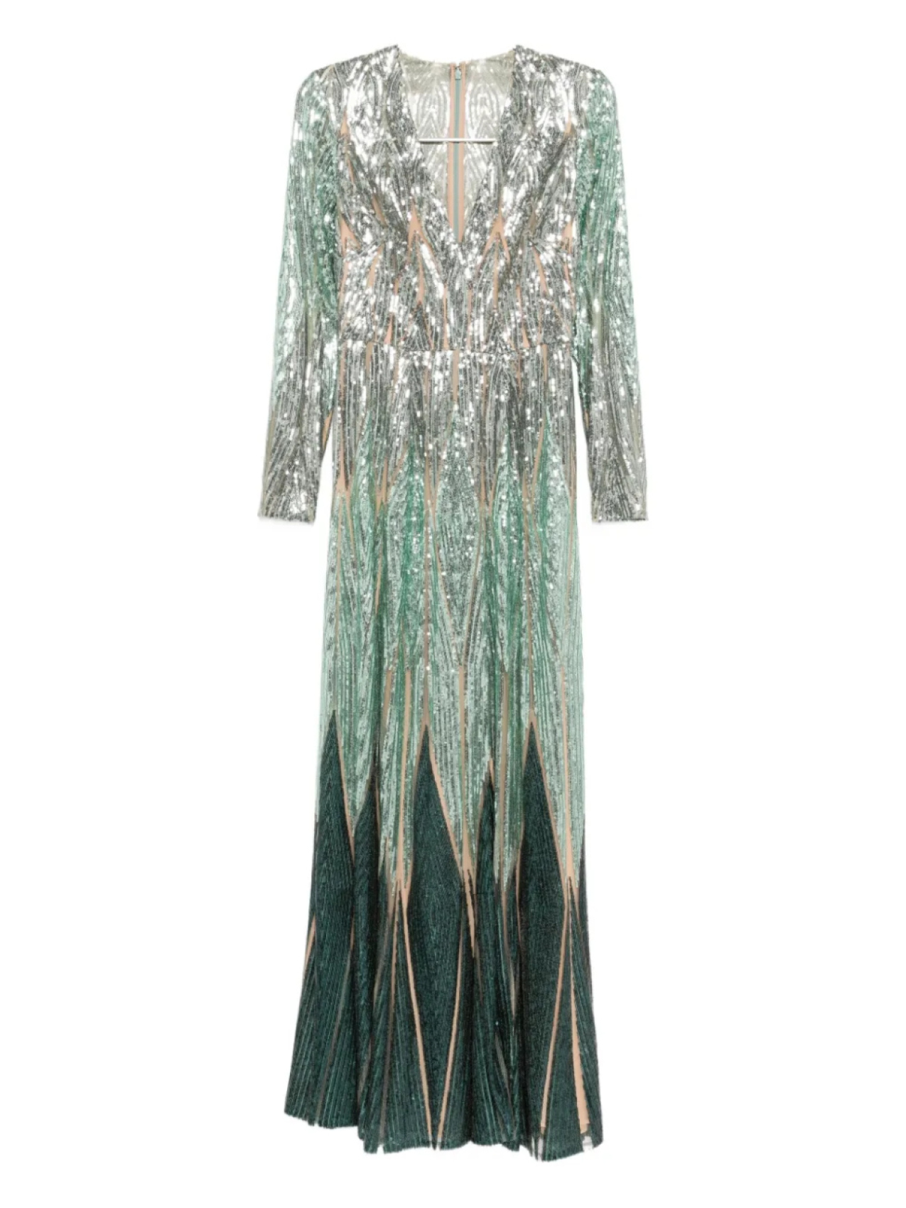 

Длинное платье из вышитого тюля Elie Saab, синий