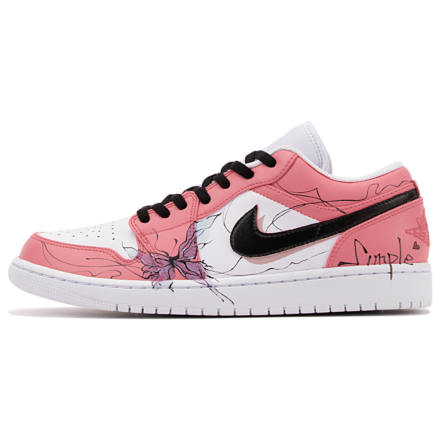 

Кроссовки Air Jordan 1 Vintage Basketball Shoes Men Low-top Pink/white/black, белый