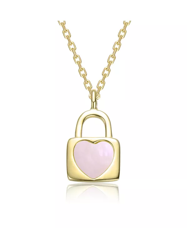 

Детское ожерелье с замком-сердечком в форме сердца, покрытое 14-каратным золотом и нежно-розовой или розовой эмалью Gigigirl, gold