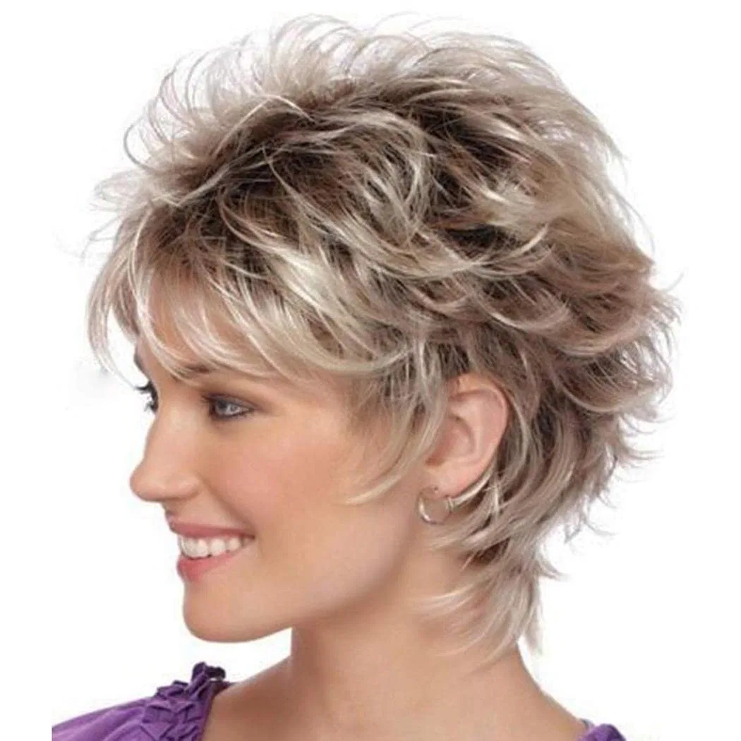 Женский короткий парик «Pixie Cut» синтетический Aiylmz, Brown/Grey Mix — фото 2