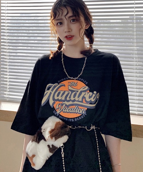 

Футболка оверсайз с круглым вырезом, коротким рукавом, винтажным принтом и логотипом колледжа в корейском уличном стиле DEVICE, черная