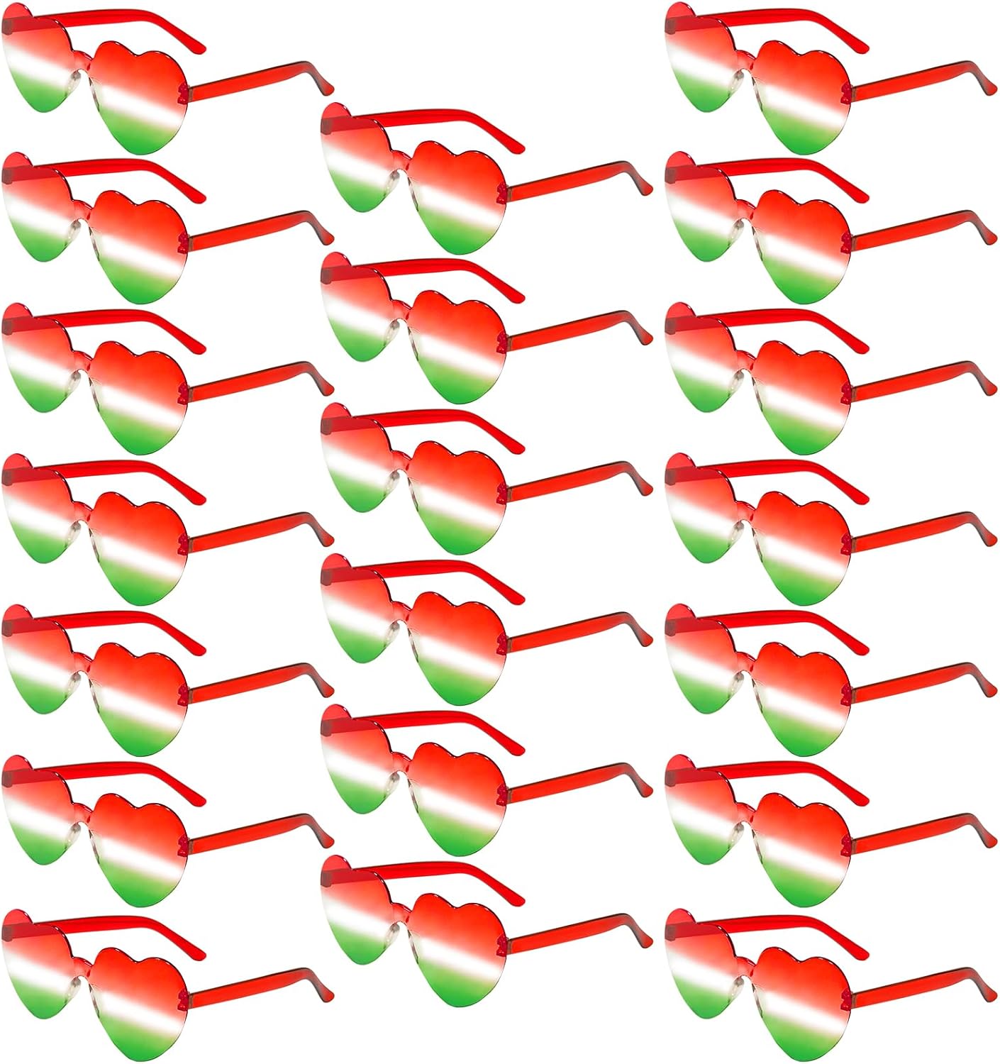 

20 пар солнцезащитных очков в форме сердца, оптом, красочные, без оправы, забавные солнцезащитные очки в форме сердца для женщин, сувениры для вечеринок YWL, Red White and Green