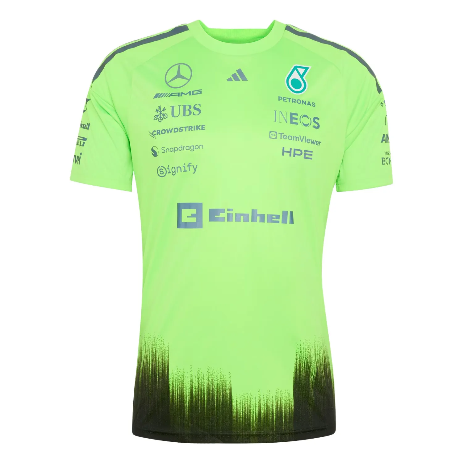 Футболка мужская MERCEDES AMG PETRONAS FORMULA 1 SETUP JERSEY с технологией быстрой сушки Adidas, Neon Green/Black