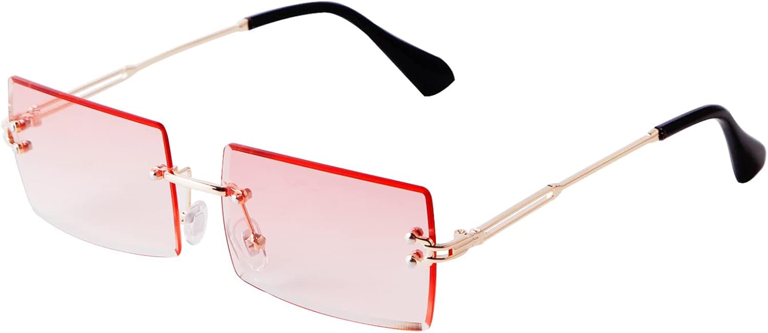 

Солнцезащитные очки SORVINO без оправы, прямоугольной формы, для женщин и мужчин, модные, с прозрачными линзами розового и голубого цвета, без оправы, Gradient Pink Lens