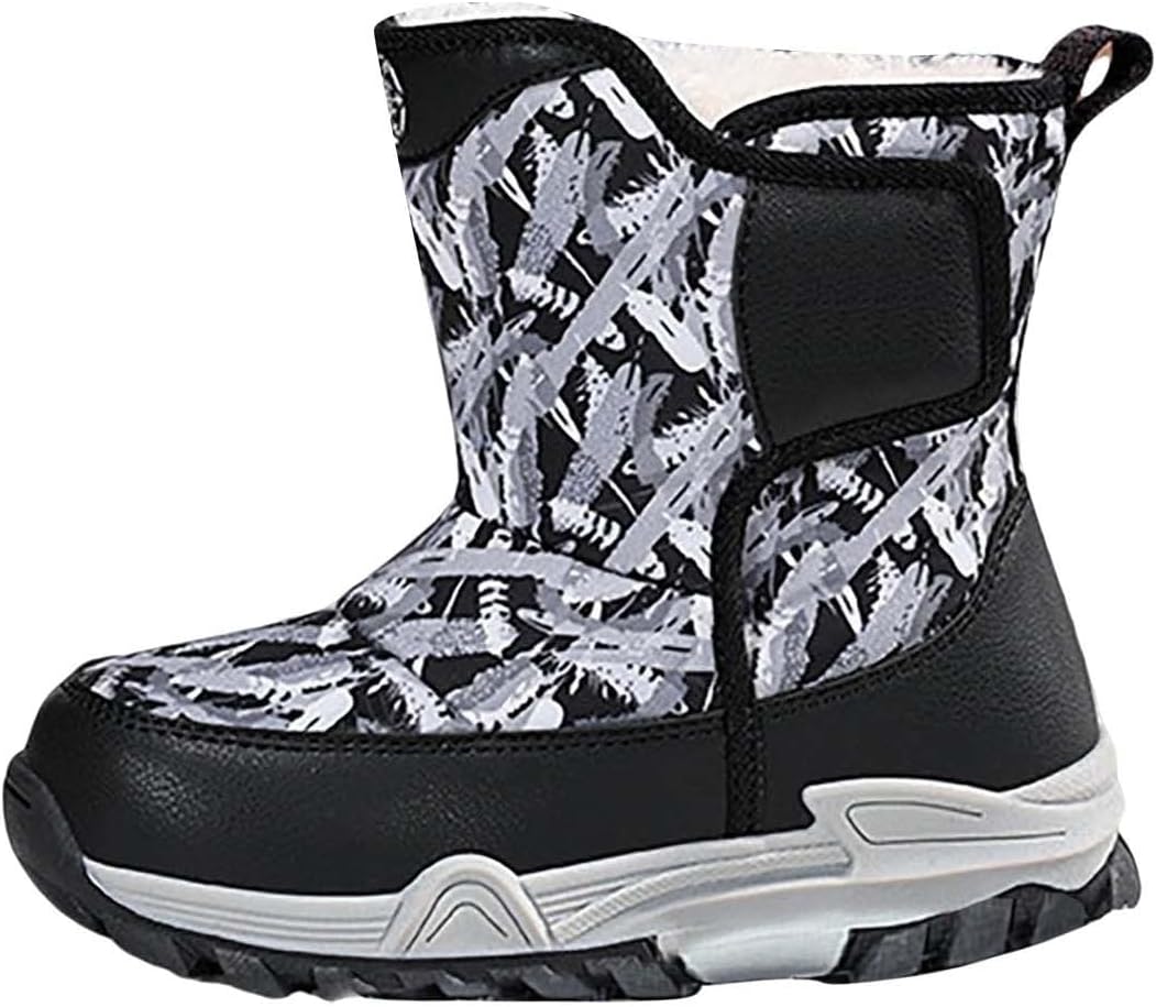 

Детские водонепроницаемые зимние ботинки для мальчиков и девочек, размер 13,5 Generic, серый