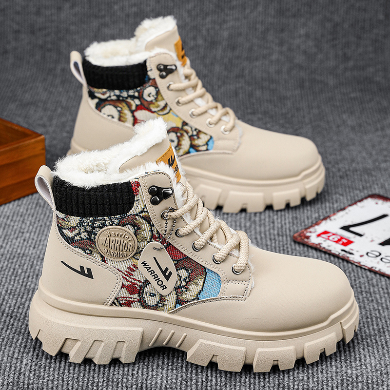 Ботинки Warrior Short Martin Unisex Абрикос Черный, с подкладкой из абрикосовой черной искусственной овчины — фото 4