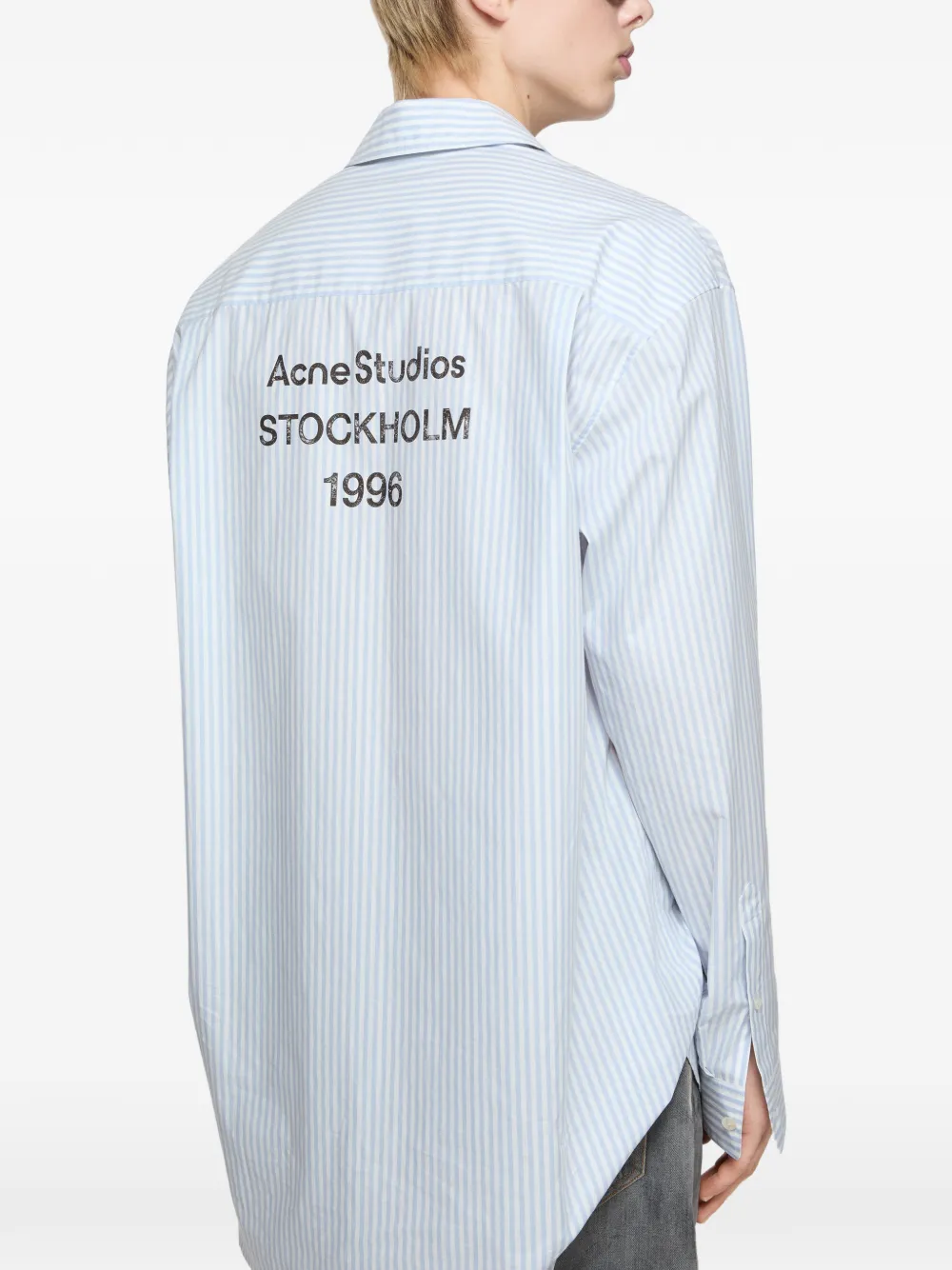 Полосатая рубашка с накладным карманом Acne Studios, белый — фото 2