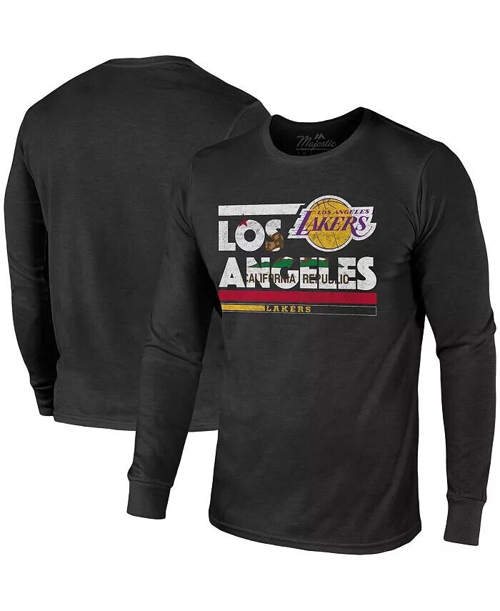 

Мужская черная футболка с длинным рукавом Los Angeles Lakers City and State Tri-Blend Majestic