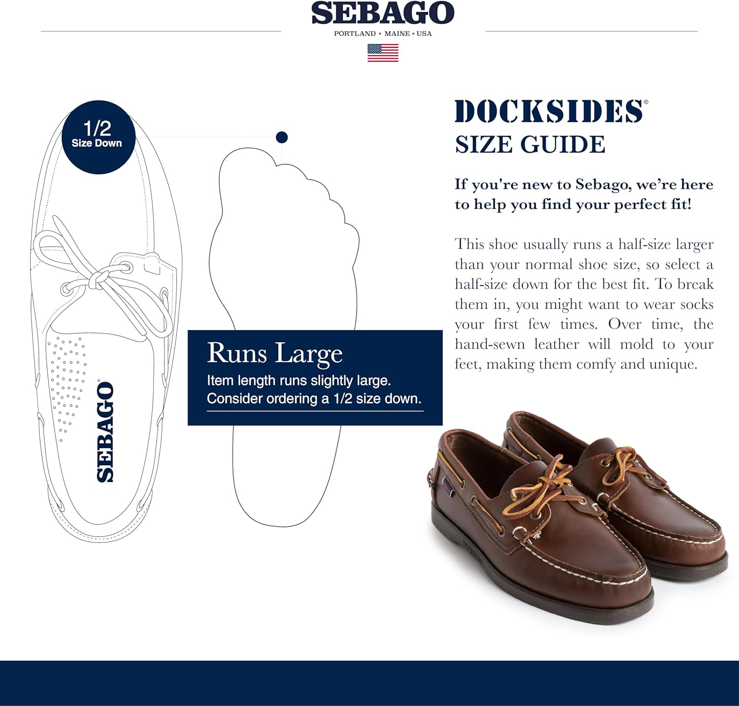 Мокасины Sebago Portland с вощеной обработкой - ручная работа, кожаные мокасины с вощеной отделкой, подкладкой из кожи и резиновой подошвой, не оставляющей следов и противоскользящей, коричневый — фото 3