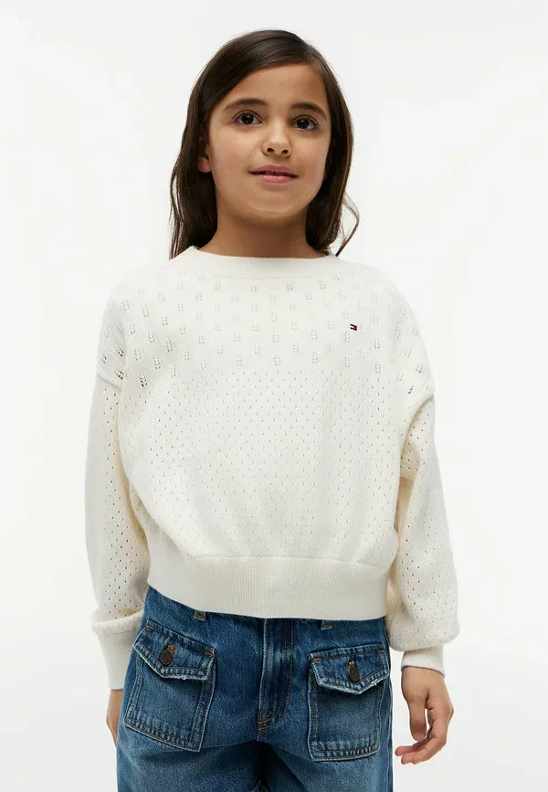 Джемпер Tommy Hilfiger Pointelle relaxed balloon sleeve, цвет слоновой кости — фото 2