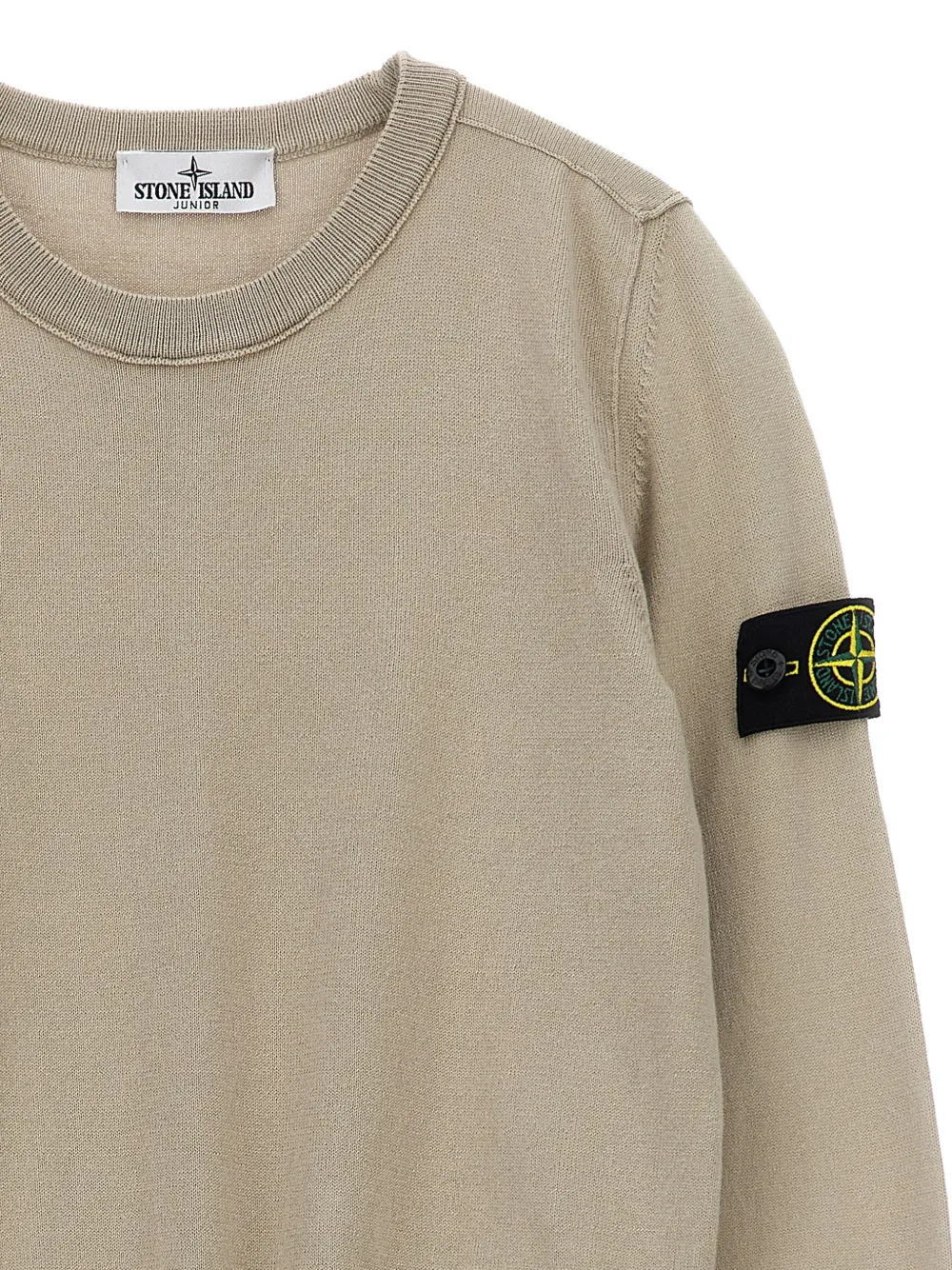 Свитер с логотипом-нашивкой Stone Island Junior, бежевый — фото 3