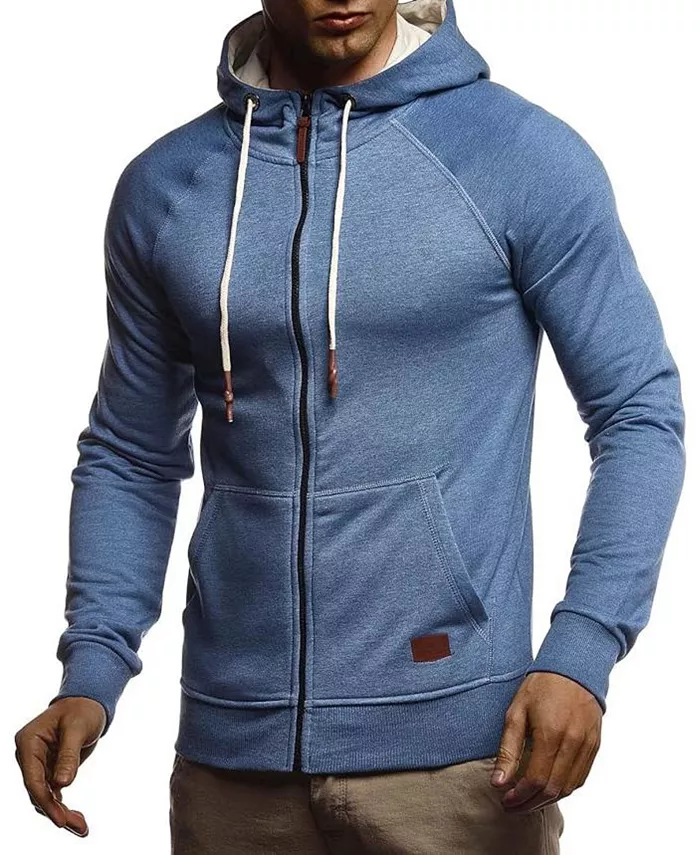 

Мужская худи на молнии Slim Fit с длинными рукавами, толстовка-джемпер LN-8124 M - размер черный Leif Nelson, синий