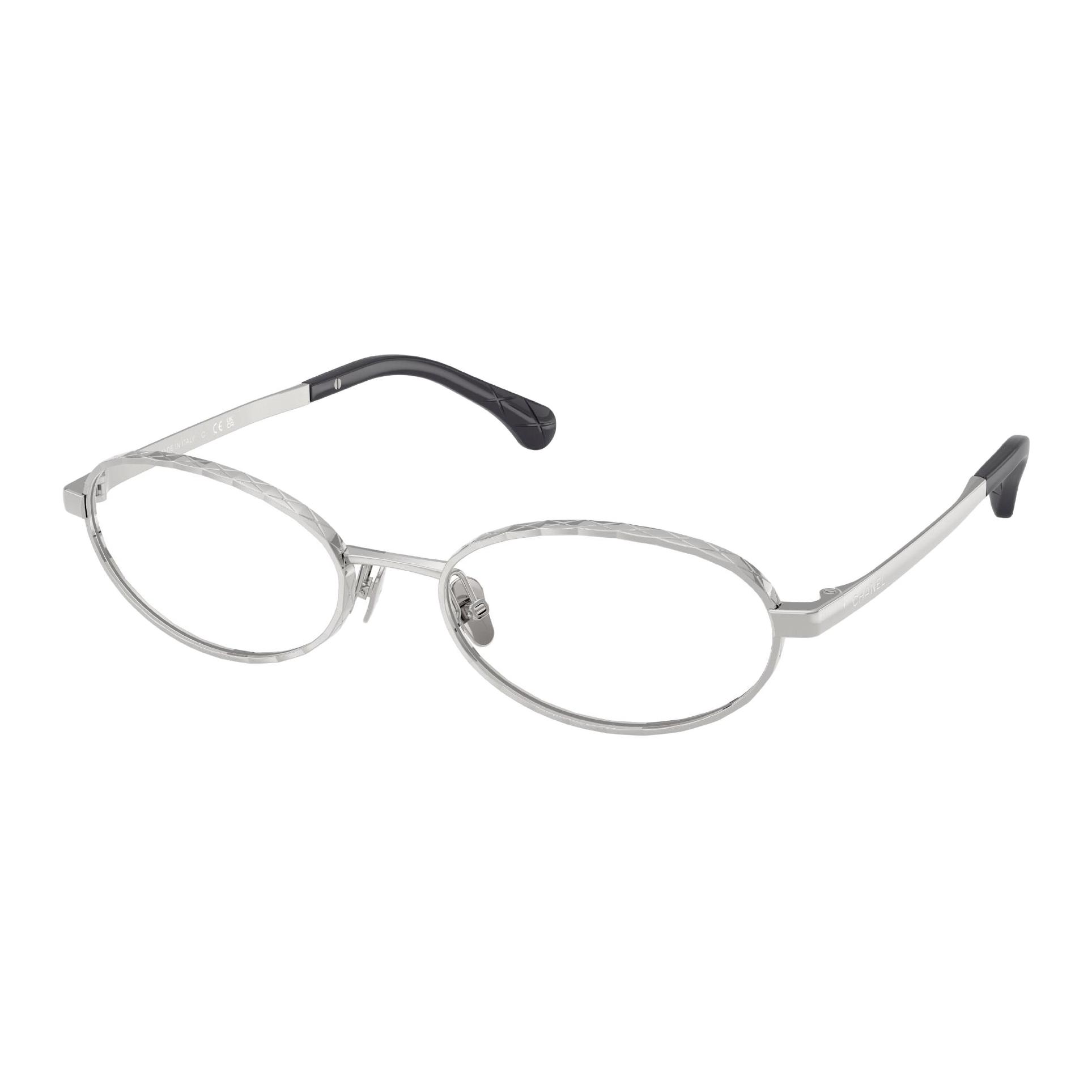 

CHANEL Металлические овальные очки для зрения женские Silver