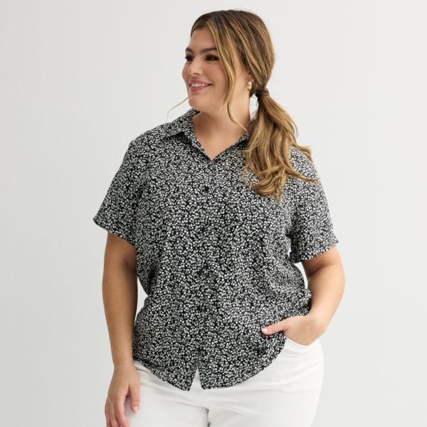 

Рубашка для кемпинга больших размеров Croft & Barrow, цвет white tiny blooms