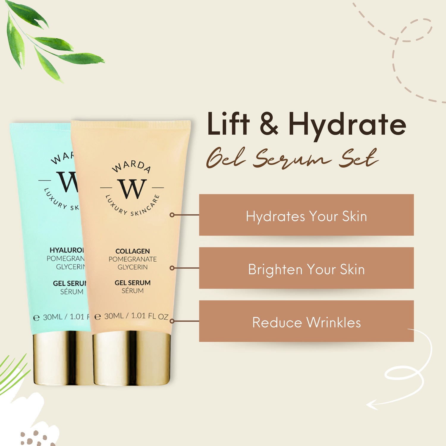 Набор Warda — Для лица hyaluron serum duo , количество 1 шт., 30 мл — фото 3