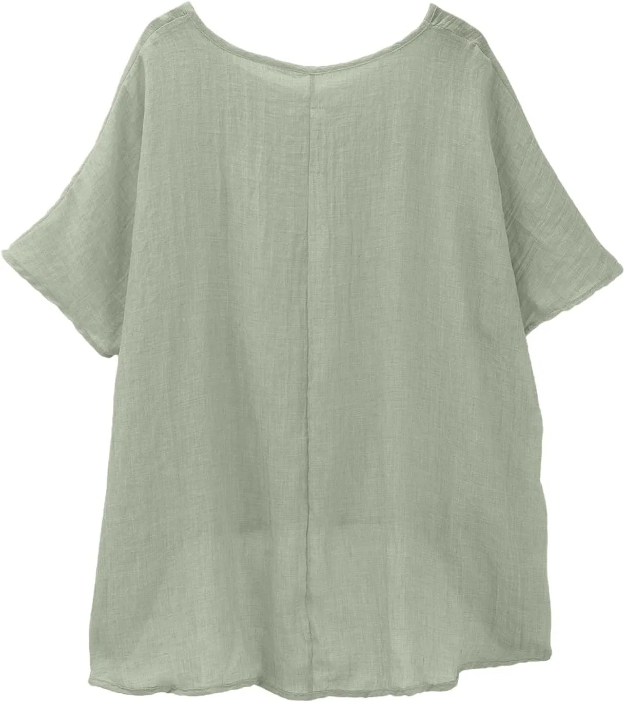 Футболка богемная из льна и хлопка оверсайз, A-mint Green — фото 4