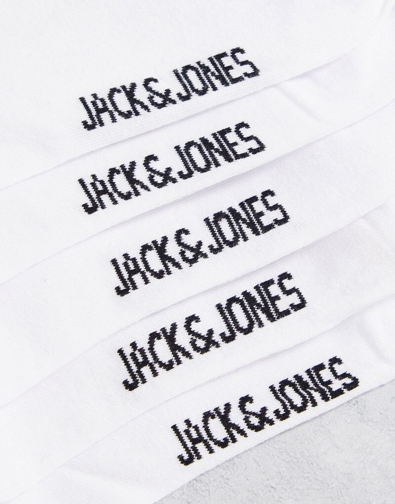 

Jack & Jones – Комплект из 5 пар белых спортивных носков с логотипом