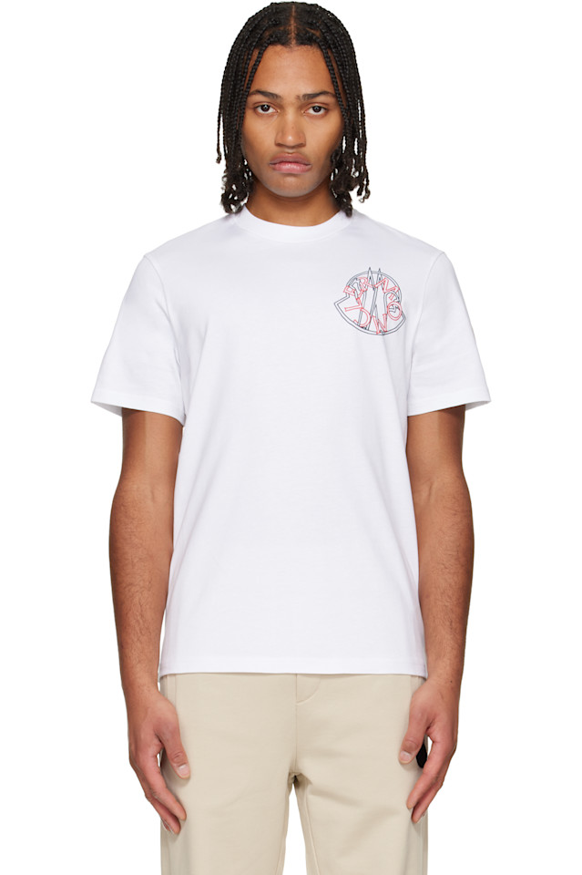 

Хлопковая футболка с перекрывающимся логотипом Moncler, белый