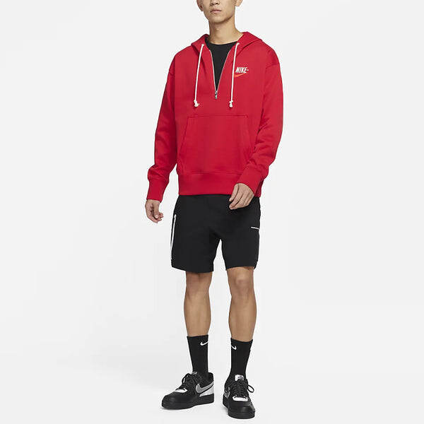 Толстовка Men's Nike Embroidered Logo Half Zipper Hooded Knit Pullover Red, красный — фото 3