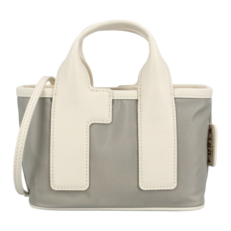 

Furla Пьюма нейлоновая одноплечевая сумка женская серая и белая