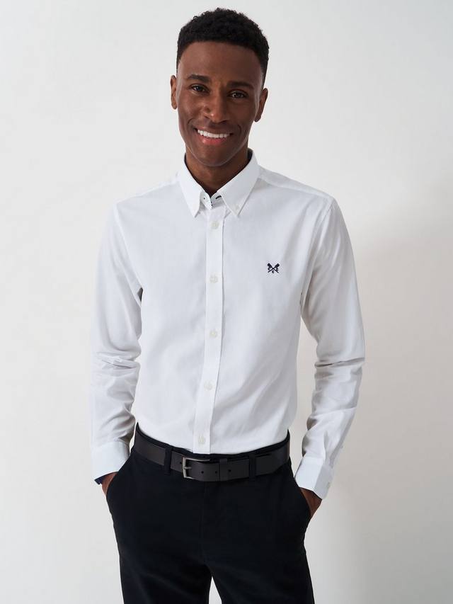 

Хлопковая поплиновая рубашка Crew Clothing, White