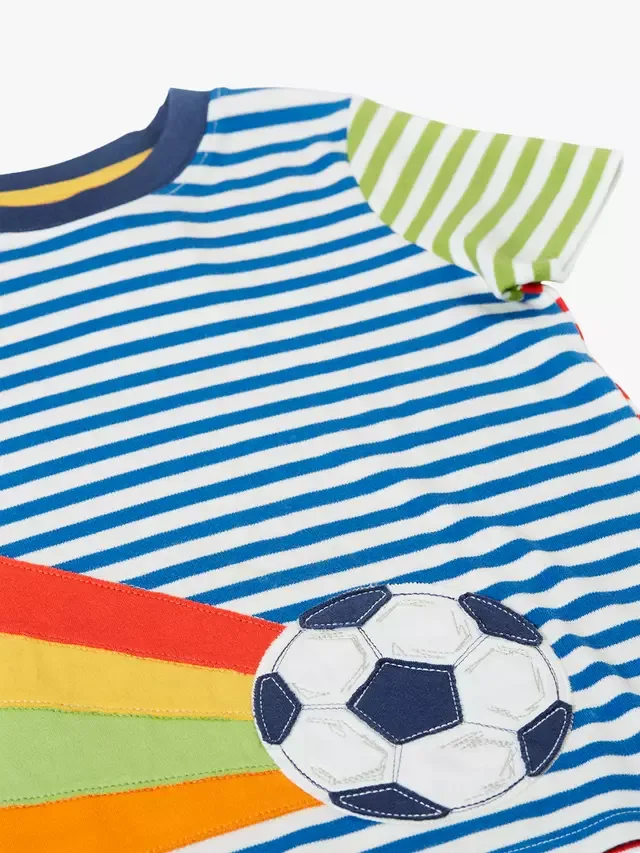 Детская полосатая футболка с аппликацией, в стиле Разное/Футбол Frugi — фото 3
