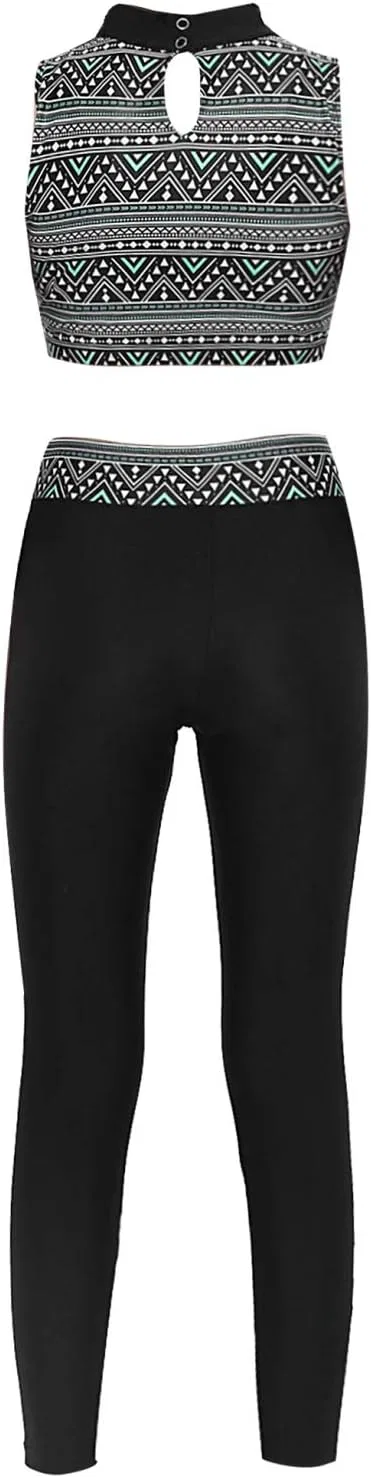 Детский спортивный комплект из топа и леггинсов winying, Black 3 — фото 4
