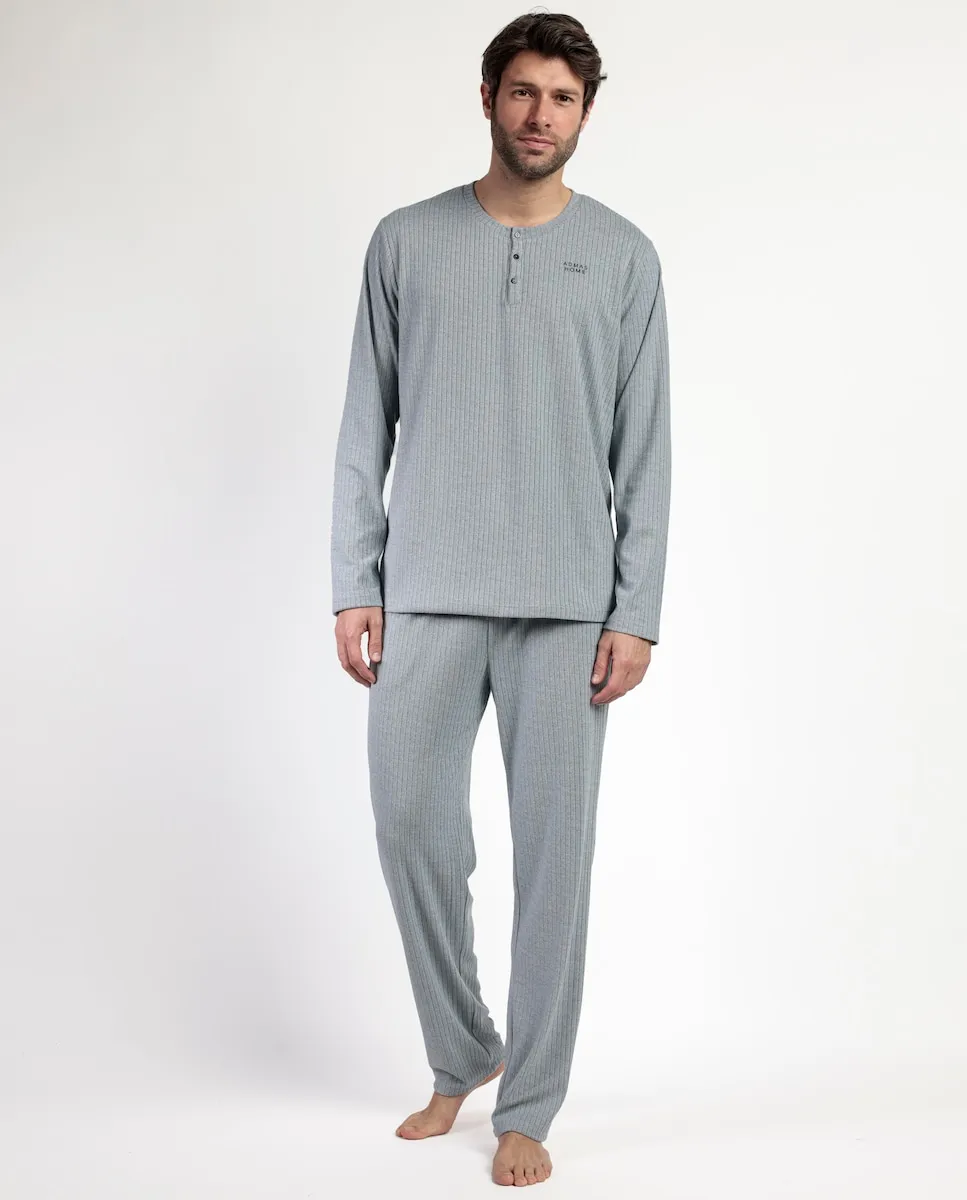 

Длинная мужская пижама из синего вязаного канта Admas, синий