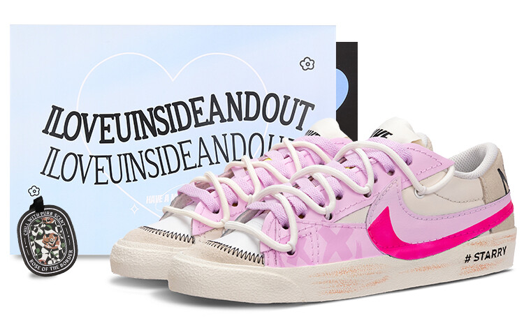 

Кроссовки Nike Blazer Skateboarding Shoes Women's Low-top Pink/white, розовый