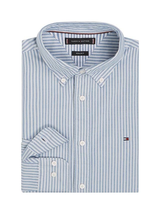 Оксфордская рубашка Heritage из хлопковой смеси Regular Fit в полоску Tommy Hilfiger, Blue/White — фото 4