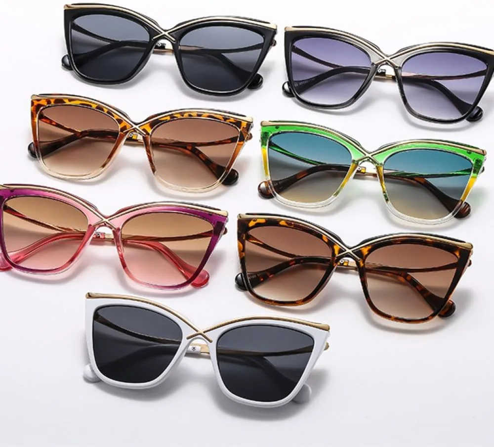 

Женские солнцезащитные очки LVTFCO Fashion Cat Eye в винтажном стиле с градиентным переходом цвета, роскошная оправа, защита от ультрафиолета UV400, Black