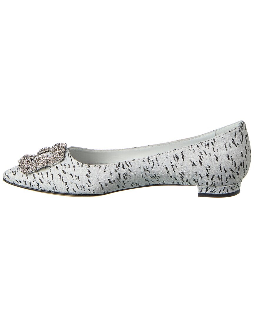 Жаккардовые балетки Manolo Blahnik Hangisi, белый — фото 2
