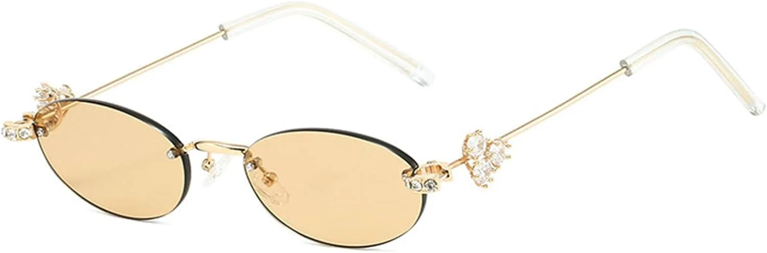 

Солнцезащитные очки Willochra Bling с овальными стразами для женщин, модные, стильные, в духе Y2k, с бриллиантами, защита от ультрафиолета UV400, металлические, C2