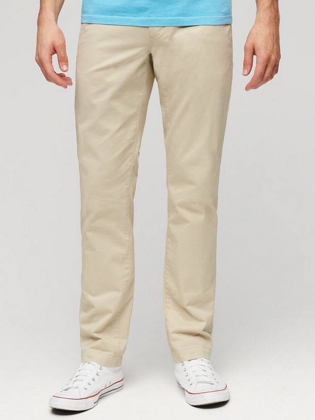 

Тонкие зауженные эластичные брюки-чинос Superdry, цвет Pelican Beige