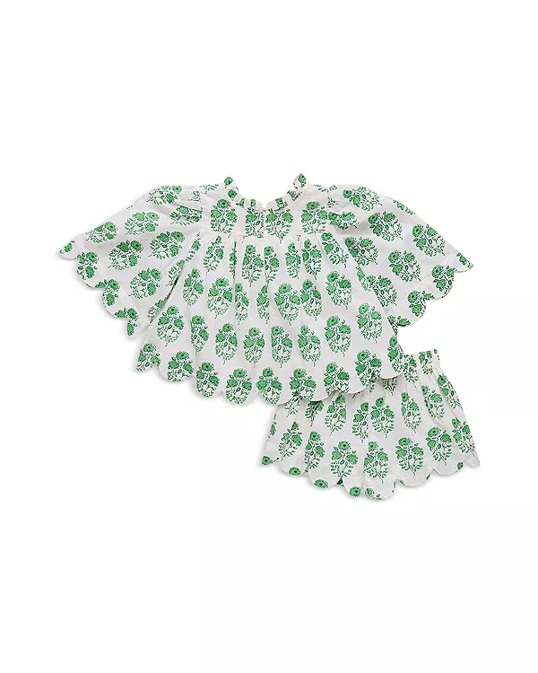 

Детский комплект «Миша»: топ с фестончатым краем и шорты. Pink Chicken, зеленый