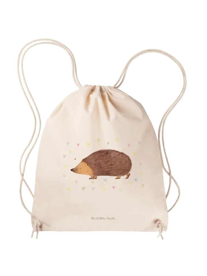 

Спортивная сумка Mr & Mrs Panda Sportbeutel Igel Herzen ohne Spruch, кремовый