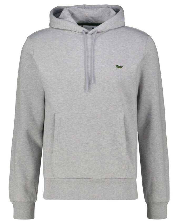 Толстовка с капюшоном Lacoste, повседневная классика, серый