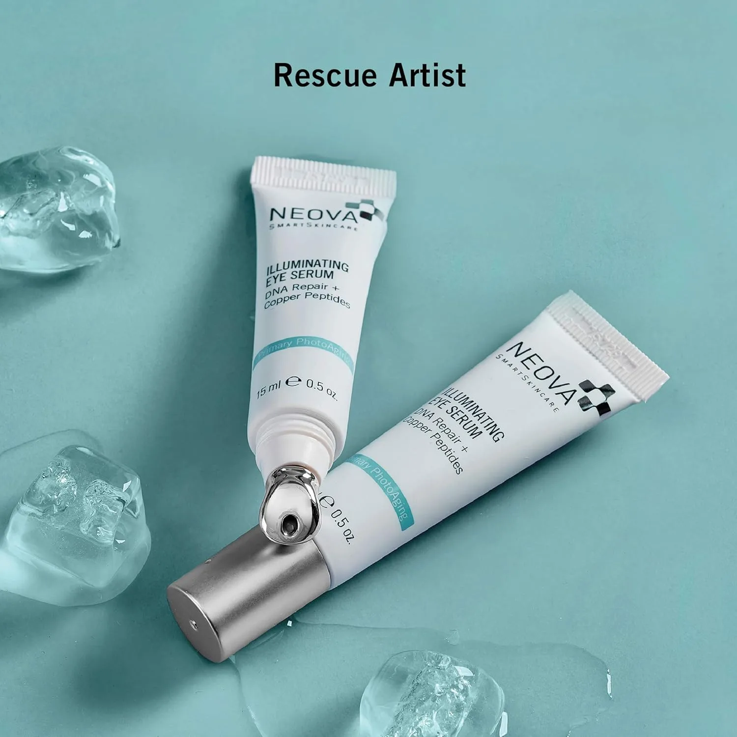 Сыворотка для глаз NEOVA SmartSkincare Illuminating Eye Serum с ферментами восстановления ДНК и медным пептидом мгновенно маскирует морщины., Green — фото 2