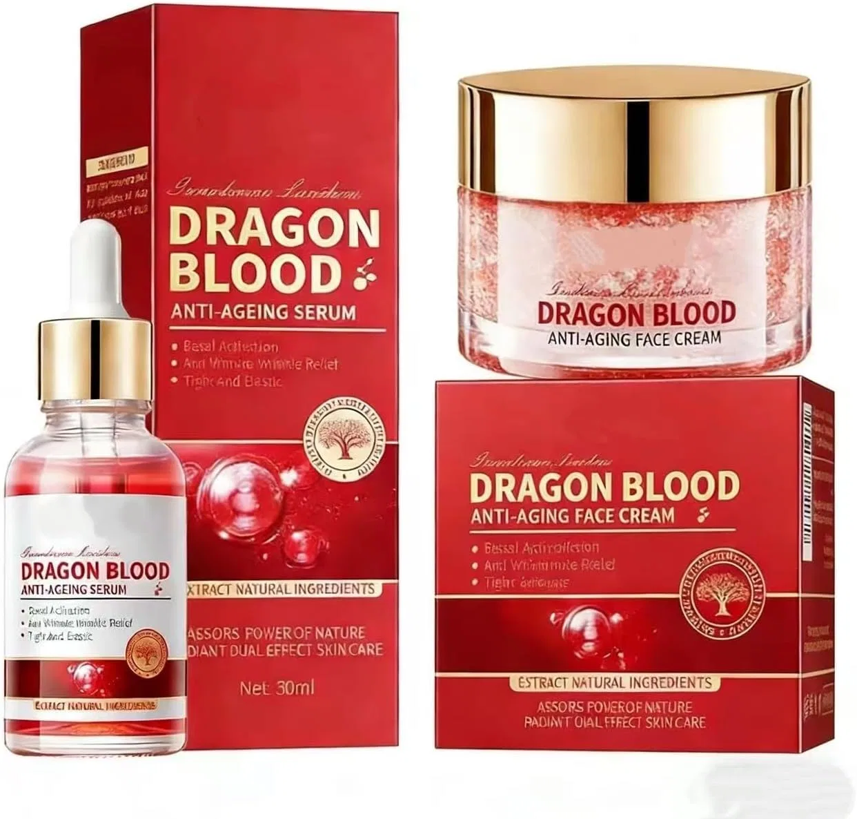 Набор — Для лица Placenta Retinol Dragon Blood Anti Wrinkle Serum Set, 50г+30мл