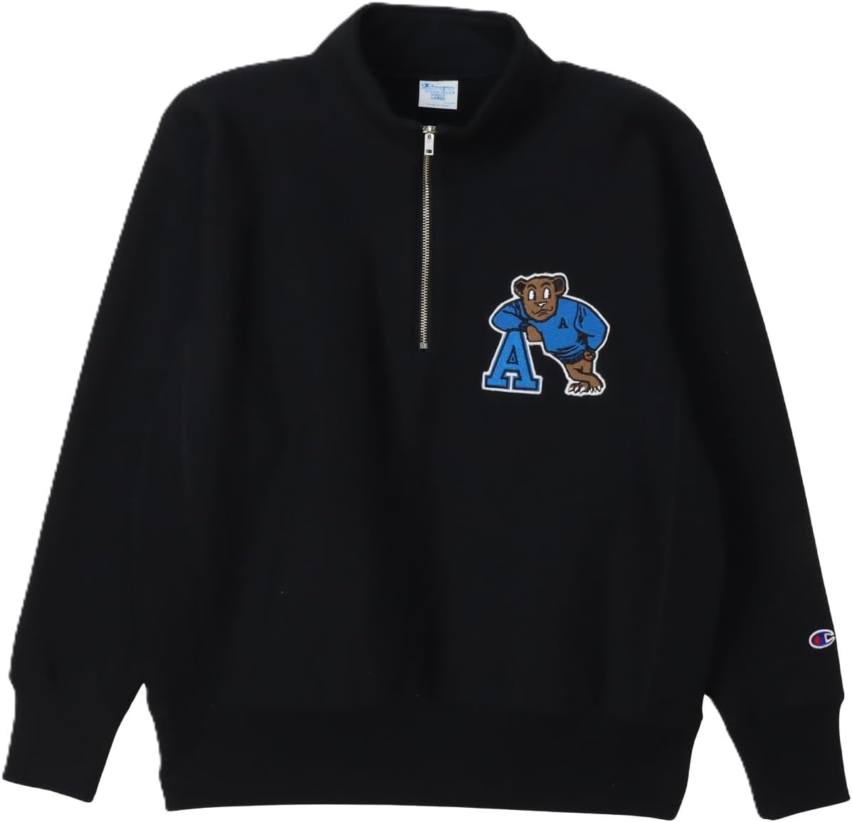 

Мужская толстовка Champion с длинным рукавом, флисовая подкладка 11,5 унций, графический принт, технология Reverse Weave, застежка-молния до середины груди, модель C3-C023, черный