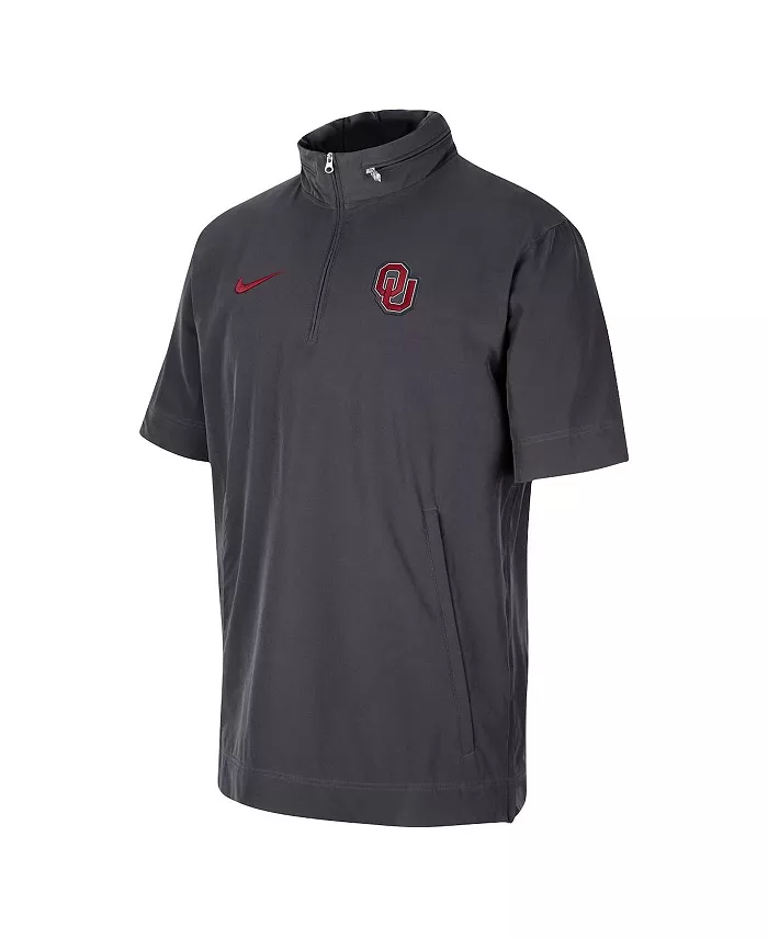 Мужская антрацитовая короткая куртка на молнии Oklahoma Sooners Coaches с короткими рукавами Nike — фото 3