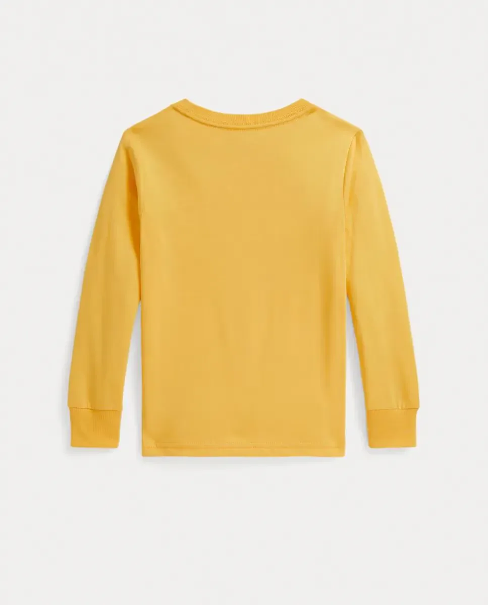 Детская хлопковая футболка с Polo Bear Polo Ralph Lauren, желтый — фото 2
