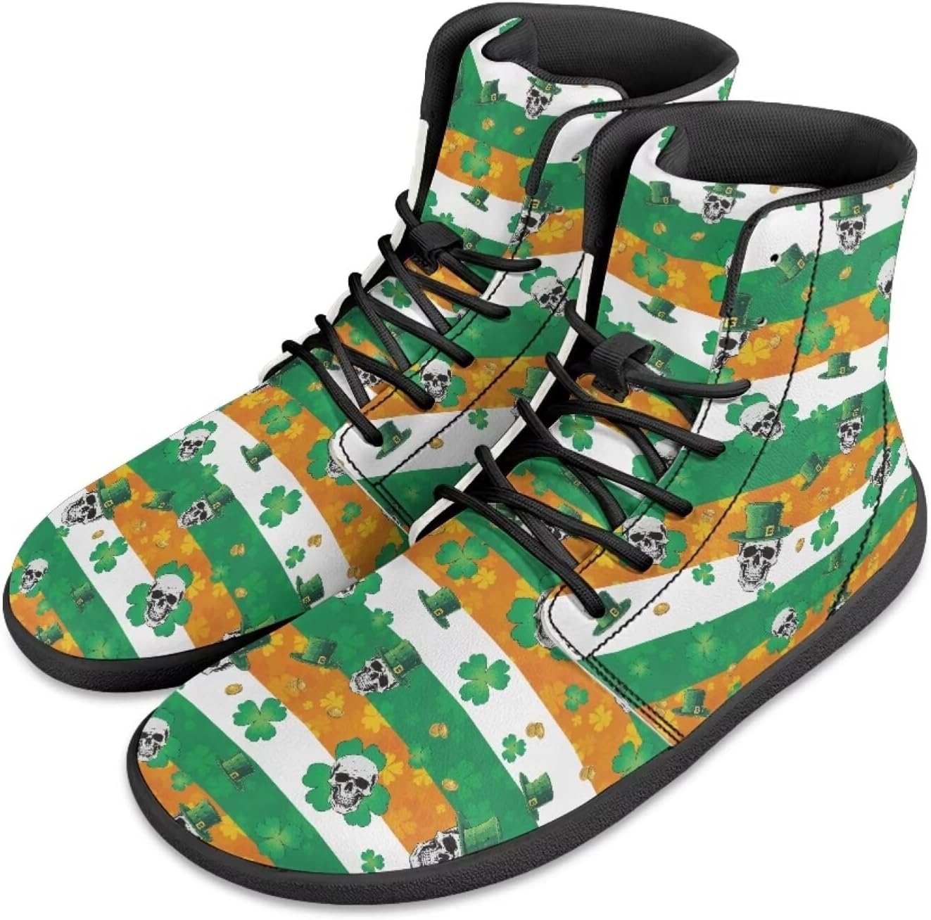 

Кроссовки на высокой подошве с принтом бабочки JoyLamoria Bling Bling, кожаные шнуровки, модные высокие кеды, босоножки, широкая колодка, стиль Y2K для девочек, St Patrick’S Day Leaves Print