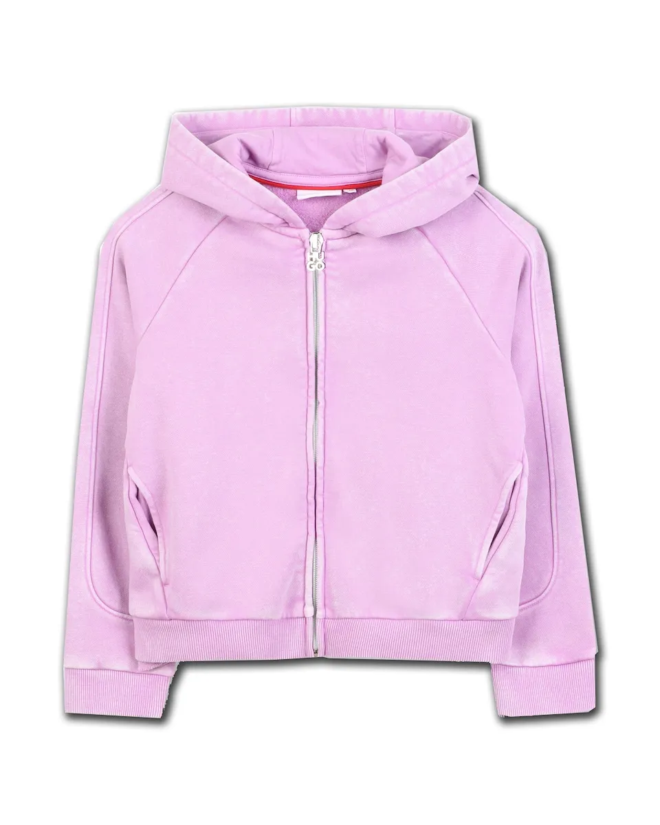 

Детская толстовка для девочки фиолетового цвета с длинными рукавами Hugo