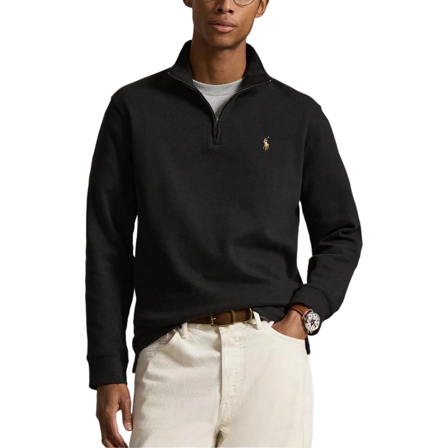 Свитшот с вышивкой лого Polo Ralph Lauren черный — фото 3