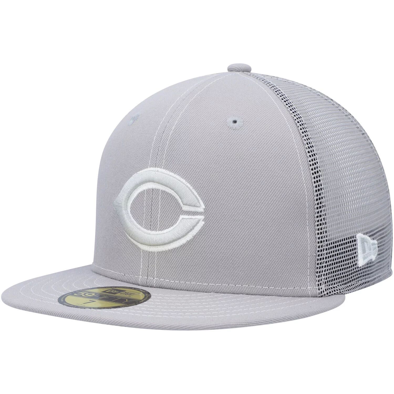 

Мужская кепка New Era Grey Cincinnati Reds 2023 для тренировок на поле 59FIFTY Облегающая шляпа